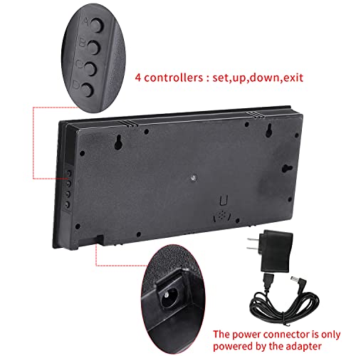 Lotcain 14.1 Inch Oversized Led Digital Wall Clock With Indoor Temperature, Seconds, Date, Day, Memory Function Adapter Included, Wall Decorative For Living Room, Office, Conference Room, Bedroom，Red #TOP3