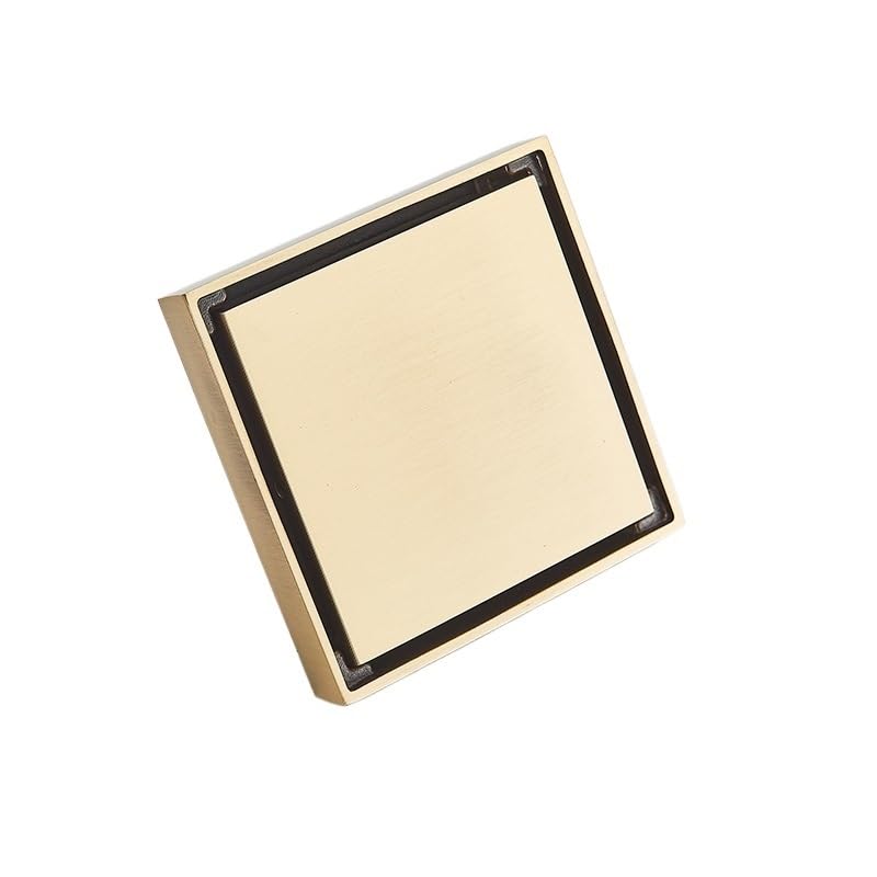 Sumidero Ducha Desagüe de Piso for baño Invisible Cuadrado de Oro Cepillado, Rejilla de desagüe for Ducha, desagüe de Piso Negro, desagüe de inserción for Azulejos Filtro Desague Ducha