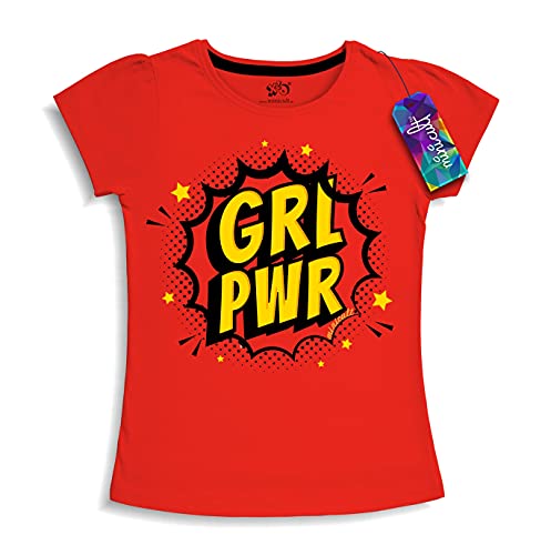 Image of minicult Girls Half sleeeves Cotton Tshirt with Cute Prints and Colorfull (Pink) (Pack of 5)