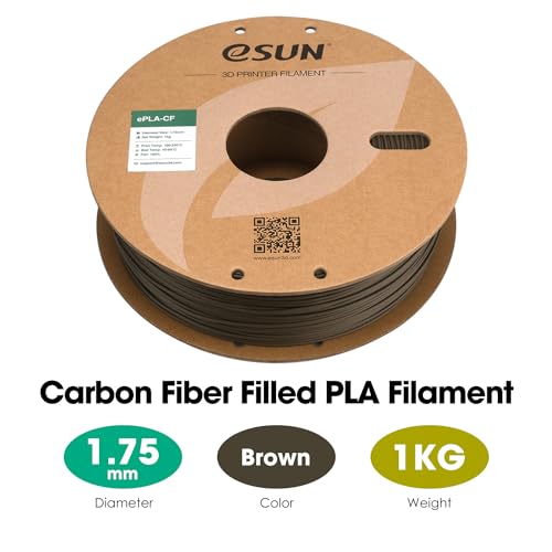 Image of eSUN Carbon Fiber PLA Filament 1.75mm, Matte Texture 3D Printer Filament Carbon Fiber Reinforced PLA for Fast Printing, 1KG Spool (2.2 LBS) 3D Printing Filament for 3D Printers, Brown