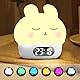 Cuteefun Digitaler Wecker mit Licht, Bunny Nachtlichter für Kinder, Wiederaufladbare Wecker Digital, Dual Alarme, Snooze, 9 Farbmodi, Berührungssensor Nachtlicht Dimmbar für Raumdekoration