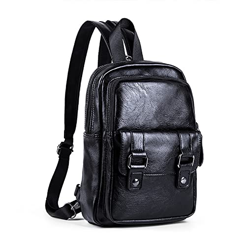AuSion Leather Sling Bag for Men Women Multifunctional Backpack Purse Shoulder Travel Hiking Bag