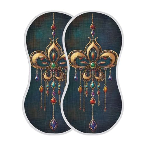 xigua Mardi Gras Muslin Baby Burp Cloths Set of 4, Super Soft & Absorbent Burping Rags, Cotton Burp Clothes Shower Gift for Newborn, Baby Girls and Boys2