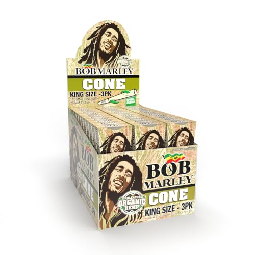 Bob Marley Cones - King Size Unbleached Organic Spiral Paper (110mm) - 3 Per Pack 33 Per Box