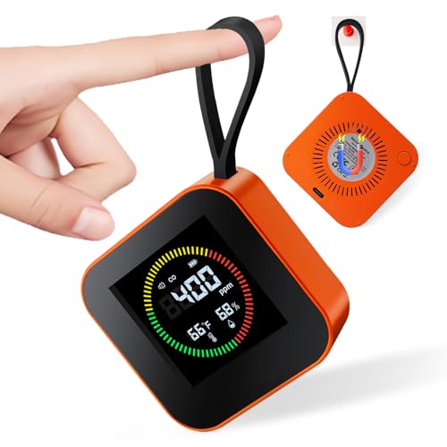 Nexus Sensus 3-in-1 Portable Carbon Monoxide Detector for Travel – UL-Compliant CO Alarm with Temperature and Humidity Monitor, USB-C Rechargeable for RV, Hotel, Camping (1, Orange)
