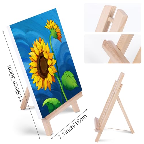 VOCHIC Paint and Sip kit Pre Drawn Canvas Painting Kit for Adults Kids, Canvas Painting Party Supplies Kit with Picture to Paint 1 Easel, 8 Acrylic Colors,3 Brush,1 Pallet Sunflower Art Set (8x10)