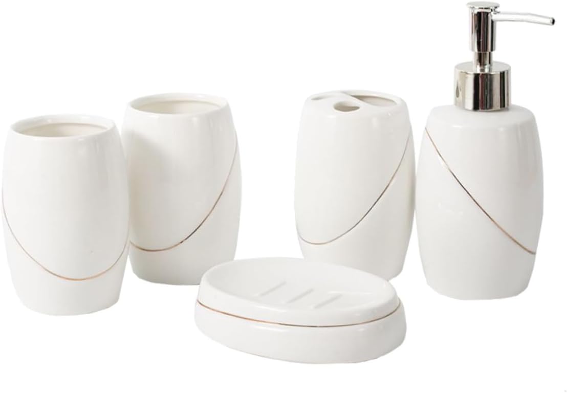 ABOOFAN Bathroom Sets Complete Soap Dish Toothbrush Rack Gargle Cup Lotion Soap Dispenser Tray Space-Saving