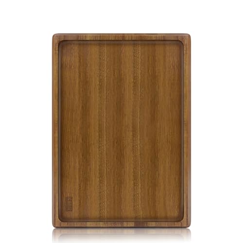 HOSHANHO Acacia Wood Serving Tray 14x10 Charcuterie Board & Non-Slip Pads