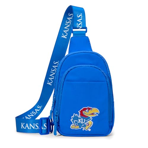 Montana West Kansas Jayhawks Sling Bag Quilted Crossbody Bags for Women/Men KU Team Travel Sling Bag with Convertible Shoulder Strap Cross Body Bag for Gift Game Day & Concert | NC-KU018BL