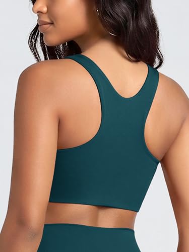 Image of ODODOS Racerback Tank Bra for Women High Neck Non Padded Medium Support Sports Bra Workout Yoga Crop Tops