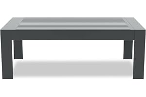 LayinSun Aluminum Outdoor Patio Coffee Table: Modern Rectangle Style