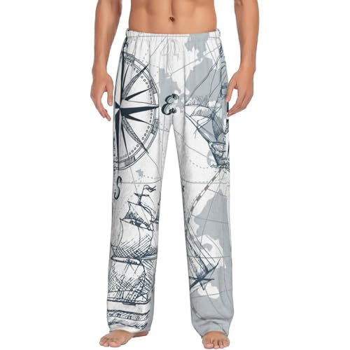 Pantalon de pyjama homme en flanelle premium au motif de voilier chic