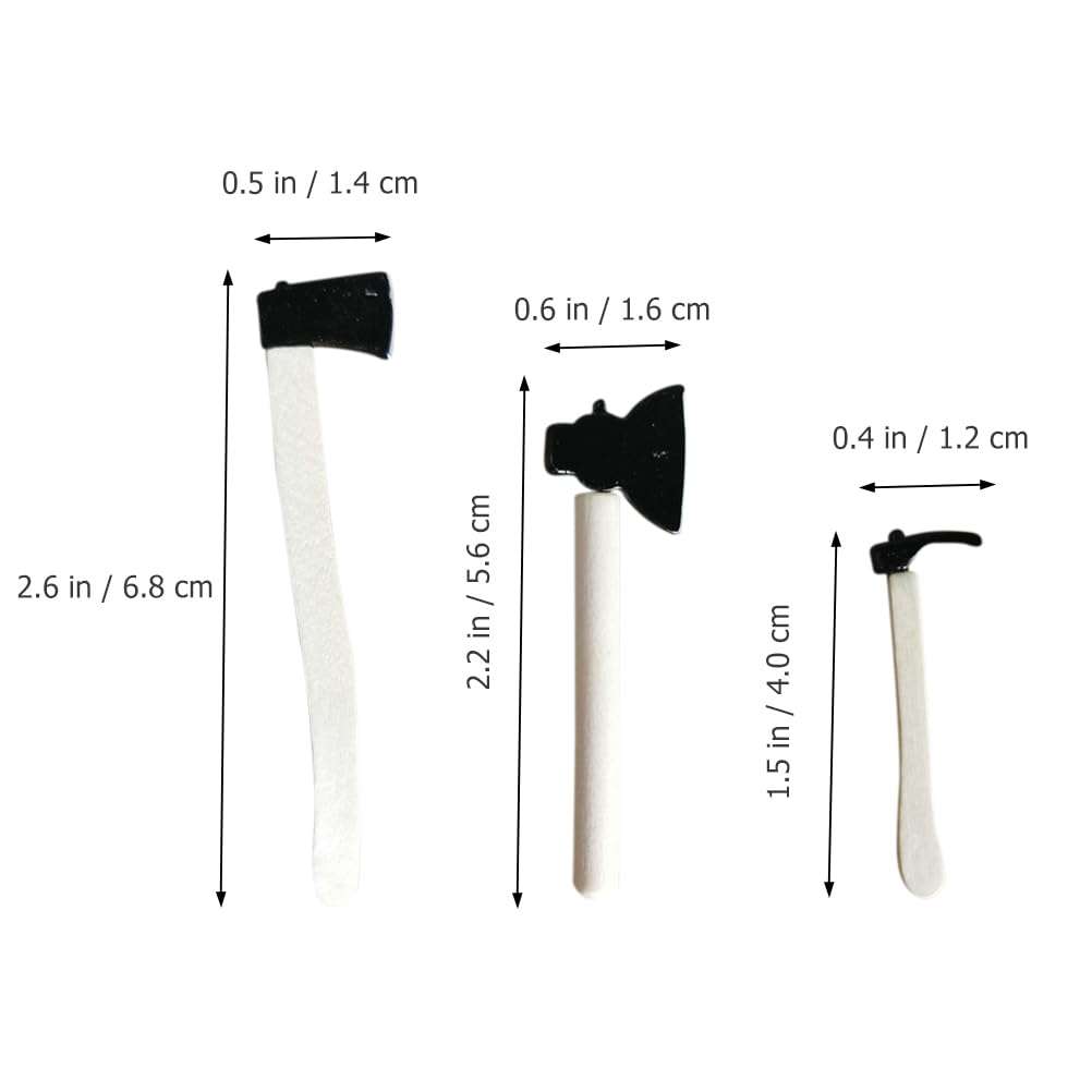 Alasum Mini Garden Tools Set Lightweight Metal Miniature Hatchet with Wooden Handles for Dollhouse Fairy Garden Accessories and Mini Landscape Decor - Image 4
