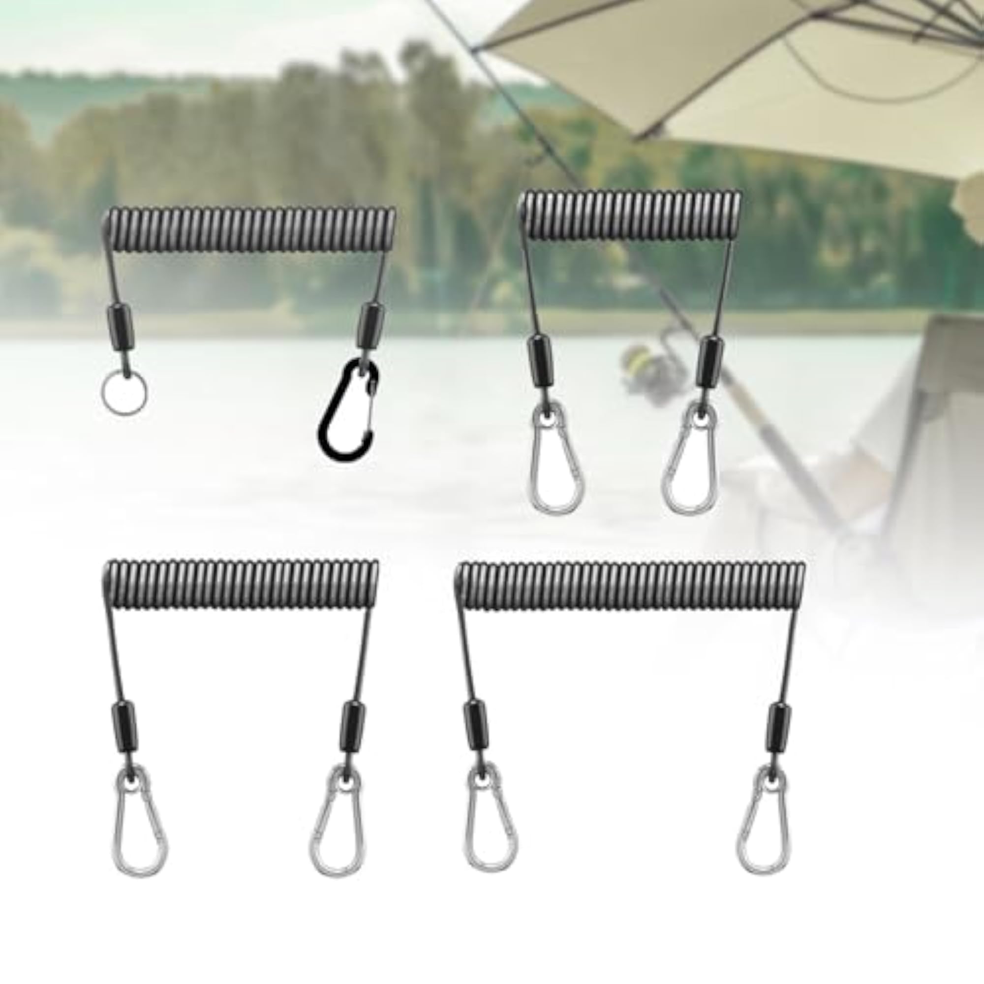 Fishing Lanyard Coil Security Leash for Fishing Pole Tether
