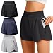 GetGigt 3er Pack Damen Sporthose Kurz Sport Shorts mit Reißverschlusstasche