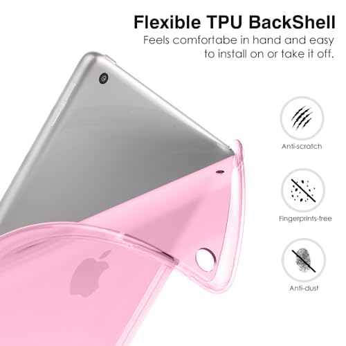 MoKo Case for iPad 9th Generation 2021/ iPad 8th Generation 2020/ iPad 7th Generation 2019, Soft Translucent TPU Frosted Back Cover Slim iPad 10.2 inch Case with Stand, Auto Wake/Sleep, Peony by MoKo - Image 6
