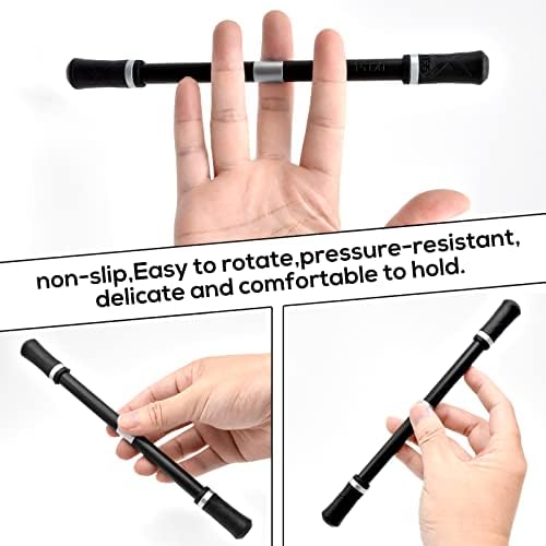 LALASTYLE 2 Piece Spinning Rotating Pen Rolling Finger Spinning Gaming Pen Non-slip Coating Pen Aluminum Alloy Balance Point Student Adults Entertainment, No Pen Refill (Black, White,Classic Style)