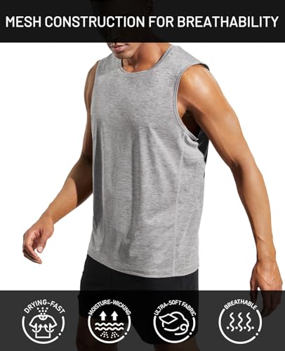 Image of MIER Men's Sleeveless Tank Top Dry Fit Workout Muscle Tee Shirt for Running Athletic Gym Sports Training, Moisture Wicking