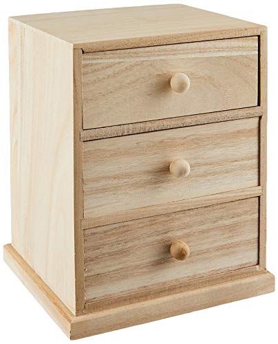 Darice 9190-131 Unfinshed Wood Cabinet with Three Drawers