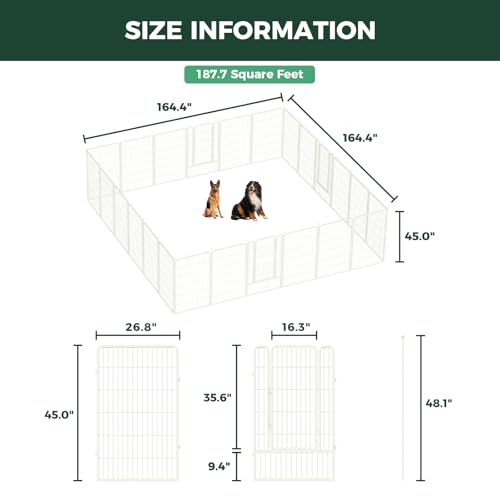 Image of FXW Rollick Unleashed Dog Playpen for Indoor, Yard, RV Camping, 45 inch 24 Panels for Large Dogs, White│Patented