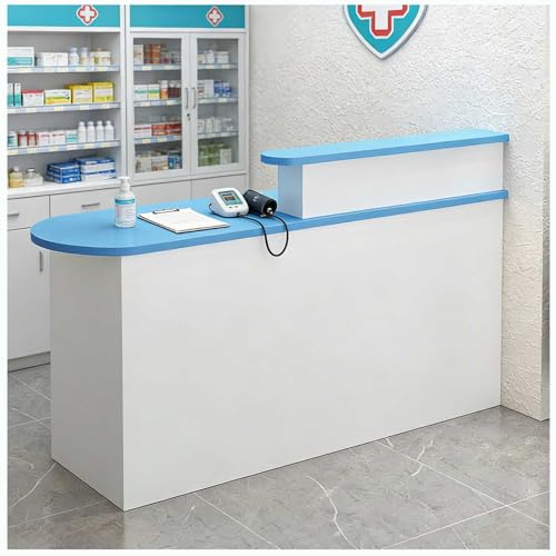 Escritorio moderno con iluminación LED, con cerradura, estante para teclado y cable, 150 x 55 x 100 cm, ideal para configuración de oficina y caja registradora, Q Right