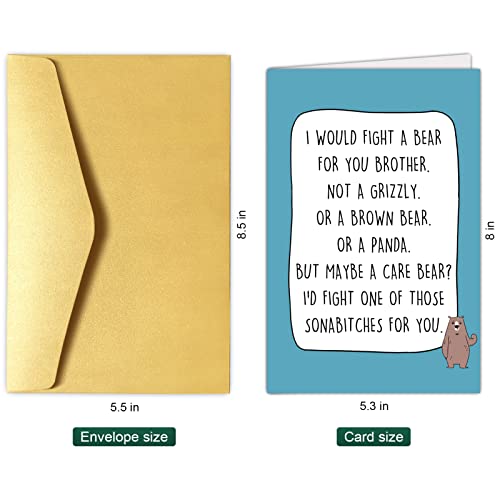 Chenive Funny Brother Birthday Card, Birthday Card For Brother, Bro Bday Greeting Card, I Would Fight A Bear For You Brother Card #TOP1