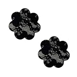 Neva Nude Vogue Black Lace Petal Nipztix Pasties Nipple Covers for Festivals, Raves, Parties, Lingerie and More, Medical Grade Adhesive, Waterproof and Sweatproof, Made in USA