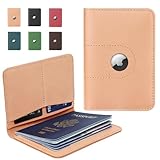 ALLIVE Passport Holder for Travel, Genuine Leather Passport Holder with Airtag Women Men,Travel Must Haves Airport Essentials, Passport Cover Travel Gifts Beige