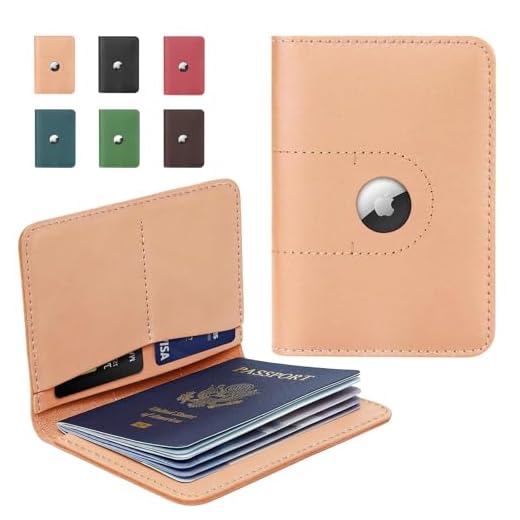ALLIVE Passport Holder for Travel, Genuine Leather Passport Holder with Airtag Women Men,Travel Must Haves Airport Essentials, Passport Cover Travel Gifts Beige