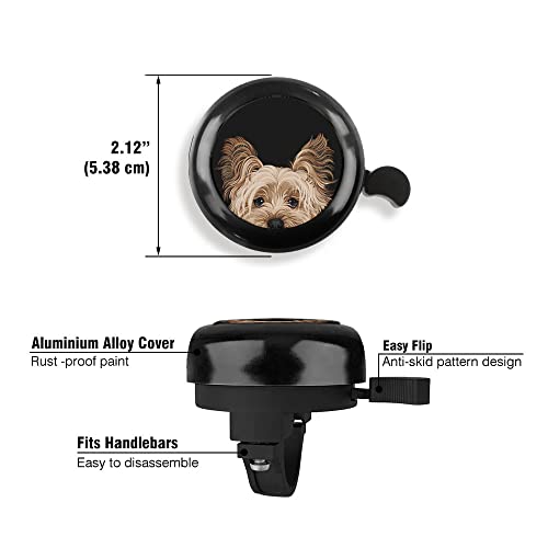 Wirester Black Aluminum Round Bike Bell, Classic Ring Bicycle Bell, Bike Accessories Bell Ring For Adults Kids Girls Boys - Yorkshire Terrier Dog #TOP1