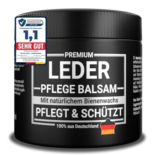 Emma Grün® Lederbalsam Lederfett Farblos 500ml [AUS BIENENWACHS] - Lederpflege für Schuhe, Jacken, Taschen & Sattel - Pflegemittel für Lederjacken & Lederschuhe - Sattelfett Made in Germany