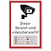 Produktbild Komma Security Bereich Videoüberwacht Kunststoff Schild mehrsprachig 20 x 30 cm - Achtung Vorsicht Videoüberwachung - Hinweis Hinweisschild Videoüberwacht - Warnschild Warnhinweis Videoüberwachung