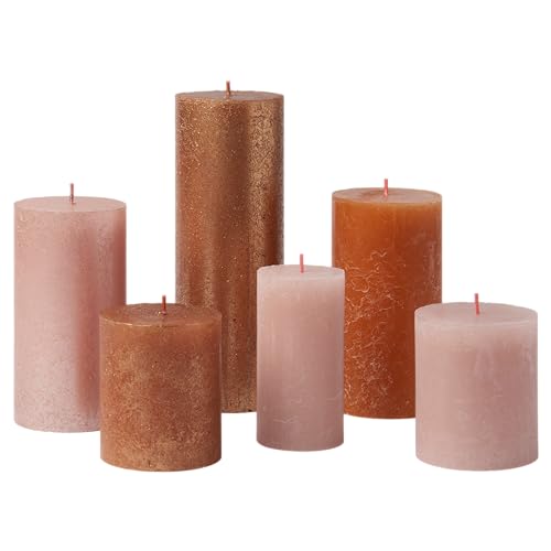 Bolsius Rustik Stumpenkerzen - Geschenk Set 6 Stück - Cosy Coppers -...