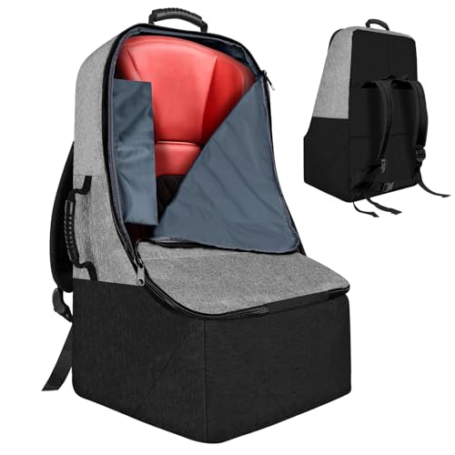 padded car seat travel bag for airplane heavy duty backpack for air travel water-resistant carrier with shoulder strap fits most car seats greyblack