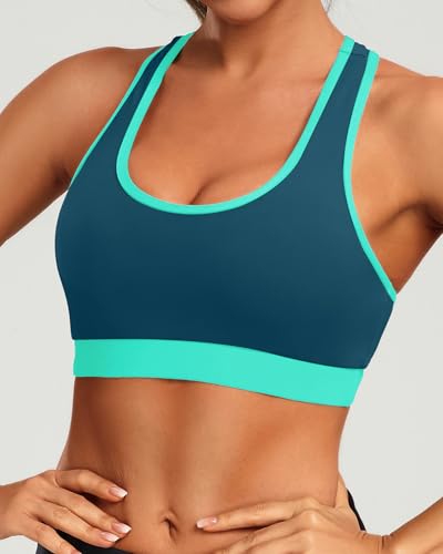 Image of Holipick Women's Sports Bra Bikini Tops Racerback Swim Top Scoop Neck Bathing Suits Top Modest Padded Crop Tops Swimsuit Only