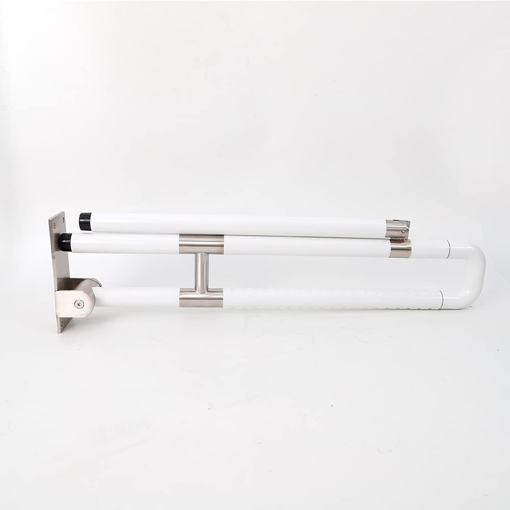 Asidero para inodoro y soporte de pared, plegable, pasamanos de seguridad para aseo, antideslizante, montaje en pared, para personas mayores, discapacitados, mujeres embarazadas (blanco, 60 cm)