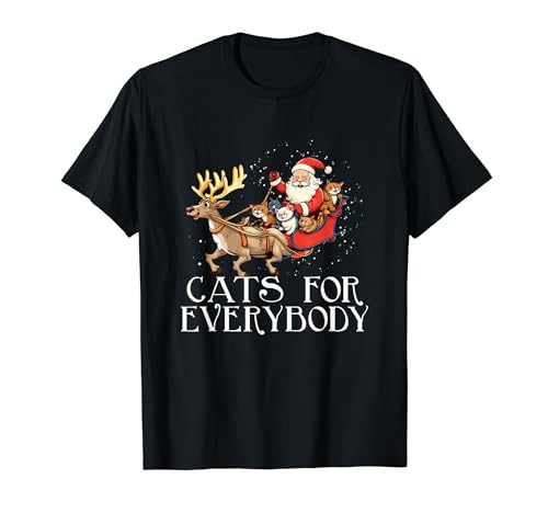 Cats for Everybody Christmas Cat Lover Gift Santa Xmas Women Camiseta