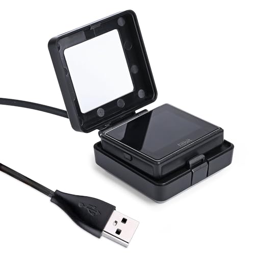 REY Cargador para Fitbit Blaze, Incluye Cable, Negro