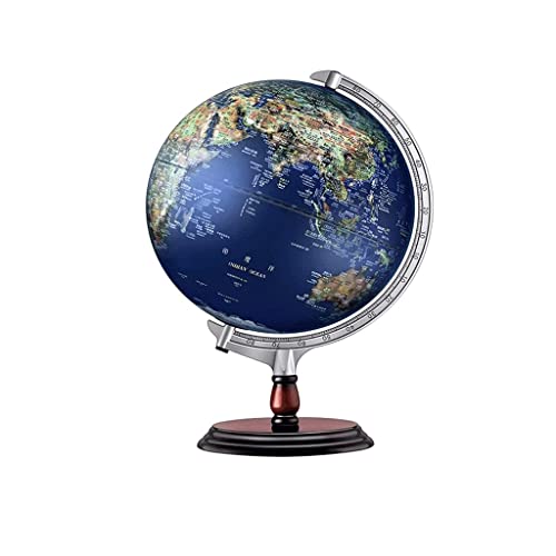 CCYENG Il Globo più Pratico, Globo Luminoso per Bambini e Adulti con oceani Blu Antico, Globo Illuminato con Supporto in Legno, Globo da Tavolo, Regali Stimolanti