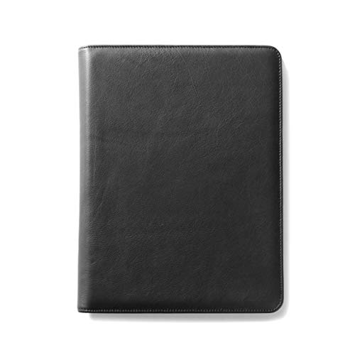 Leatherology Black Onyx Full Grain Leather Deluxe Portfolio | Luxury Business Padfolio Portfolio For Executives | Ample Storage For Business Cards Resumes Documents | Leather Folder With Clear Id #TOP1