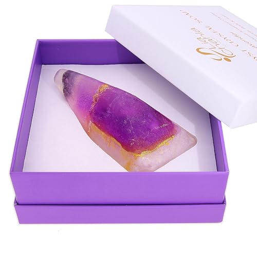 Lavender Soap Gifts for Women Infused with Heart-Shaped Amethyst Crystal | Cleansing Ritual for Body & Soul | Surprise in a Soap Birthday Gifts for Him and Her (130 g, Amethyst)