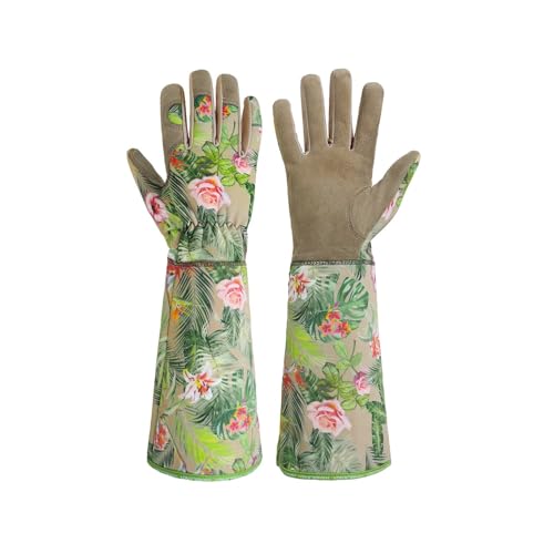 QAUUCP Guantes Largos Para Jardinería Guantes de jardinería manga larga resistentes al desgaste y a los arañazos, for el trabajo diario en jardín, la poda(S)
