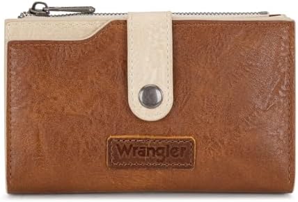Wrangler Brown Wallets for Women Small Trifold Wallets, Card Cases & Money Organizers Large Capacity Credit Card Cash Wallet Ladies Female Clutch Travel Wallets with ID Window WG119-W0021BR