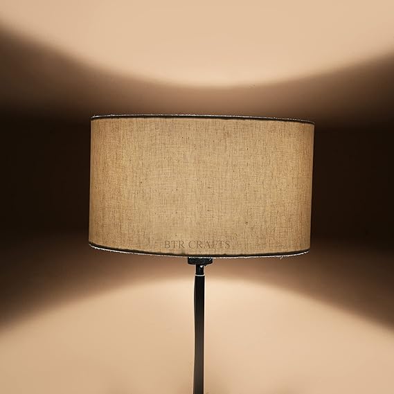 Image of LAMP SHADE STORE 12' shade Jute Burlap Lampshade, (12 inch x 12 inch x 8 inch) for Table and Floor Lamps (white)