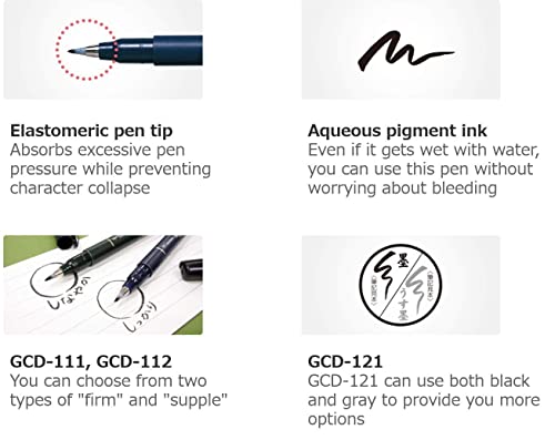 Tombow Fudenosuke Fude Brush Pen Hard (Gcd-111) X5 Set, With Original Sticky Notes – Great For Calligraphy, Art Drawings, Illustration, Manga #TOP4