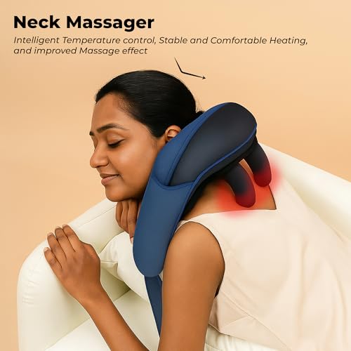 Image of Durafit91 Electric Neck Massager Machine with Heat for Pain Relief | Deep Kneading, Soothing, Vibration & Air Compression | Full Cervical Neck Shoulder & Back Pain| Improves Blood Circulation Blue