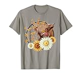 Highland Cow With Sunflower Daisies Butterflies Farm Western T-Shirt