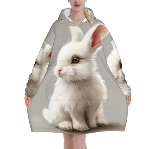 Couverture chaude imprimé lapin blanc, le cadeau cocooning idéal