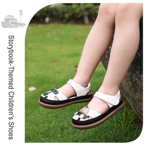 ‌Toddler Boys Closed Toe Sandals | Breathable Leather Kids Sandals with Cartoon Pattern3