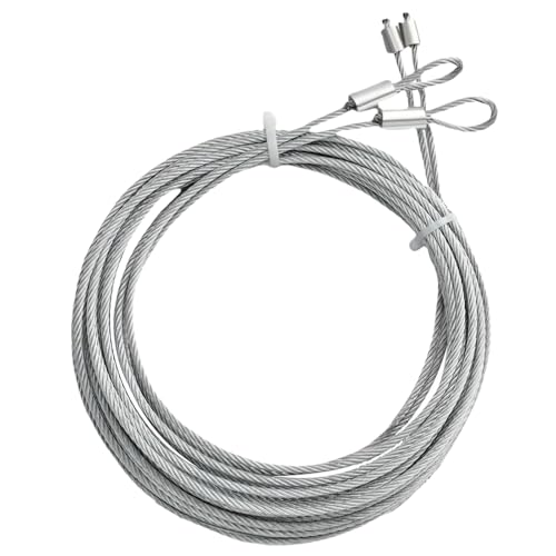 (Set de 2) Câbles pour Porte de Garage - 9,6 Pieds (2,6 Mètres), Diamètre 2.8 mm - Acier Torsadé Galvanisé Haute Résistance - Conforme aux Normes​